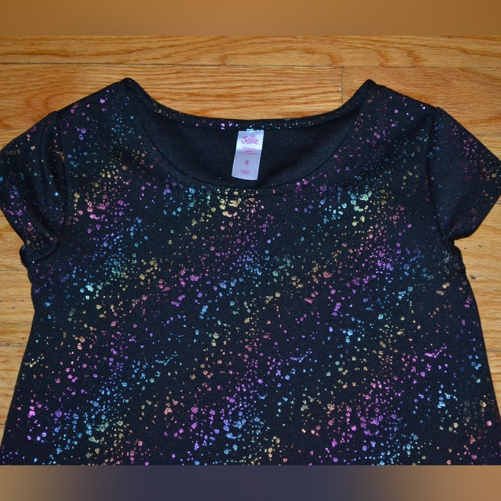 Youth girls black metallic Justice dress, size 8 - Picture 3 of 9